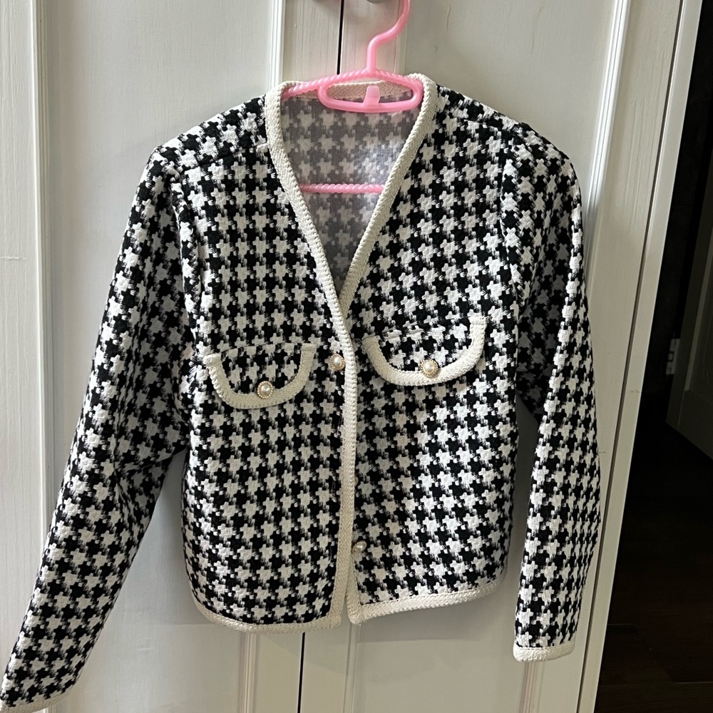 Cut Black and White Blazer Style Top